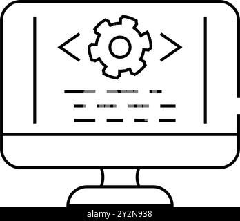 code optimization analyst line icon vector illustration Stock Vector ...