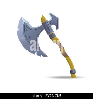 Vector image of a fantasy of weapon. Fighting axe of the Viking. Stock Vector