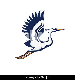 flying stork simple silhouette on a white background vector illustration Stock Vector