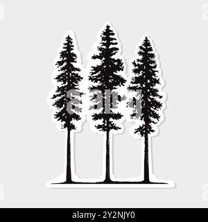 Pine tree sticker on white background illustration Stock Vector