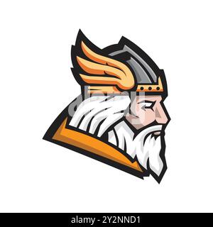 viking warrior head mascot colorful vector illustration Stock Vector