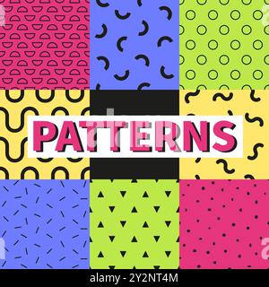 Geometric figures - colorful flat design style pattern set Stock Vector