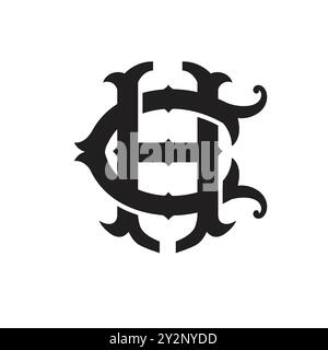 Vintage Interlocking Monogram initial letter CH or HC vector illustration Stock Vector