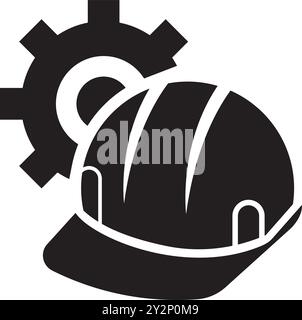 construction helmet	 with gear icon Stock Vector