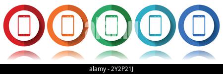 Smartphone, mobile phone vector icons, flat icon set for logo design, webdesign and mobile applications, colorful web button collection in eps 10 Stock Vector