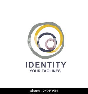 Abstract art graphic colorful circle hoop with bright lines in ring white background vector Stock Vector