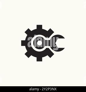 Gear and wrench vector icon. Stock Vector