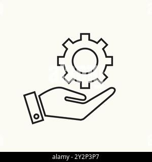 Gear on a hand, vector icon. Stock Vector