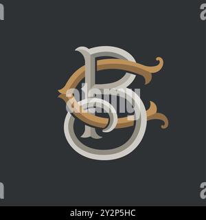 Vintage Interlocking Monogram initial letter BC or CB vector illustration Stock Vector