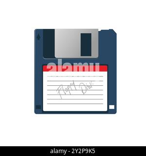 Floppy Disk Illustration Flat Design Vector , Computer memory drive magnetic square datum Stock Vector