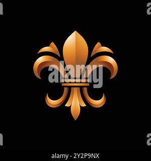 Golden Fleur-de-lis symbols as vector, Lily symbols in exact shape design useable for all Heraldic requirements. Stock Vector