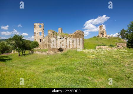 Ruins of Plavec castle near Stara Lubovna, Presov region, Slovakia Stock Photo