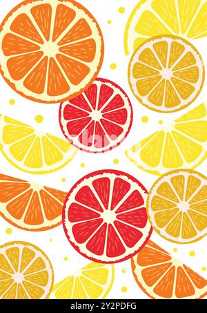Citrus background with orange, lemon, lime slices vector illustration ...
