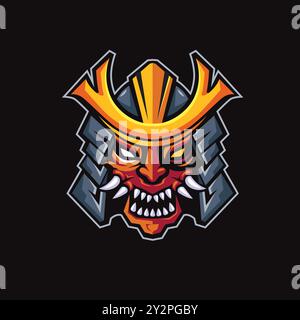 colorful Japanese samurai mask vector design illustration Stock Vector