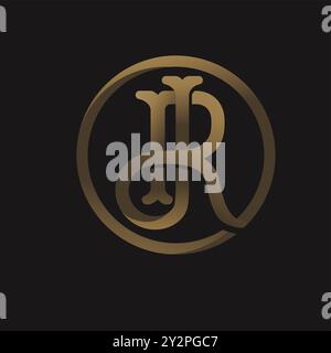 Vintage Interlocking Monogram initial letter JR vector illustration Stock Vector