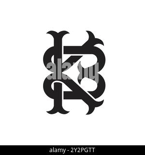 Vintage Interlocking Monogram initial letter KB or BK vector illustration Stock Vector