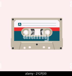 colorful Retro audio tape cassette. Flat design vector illustration ...