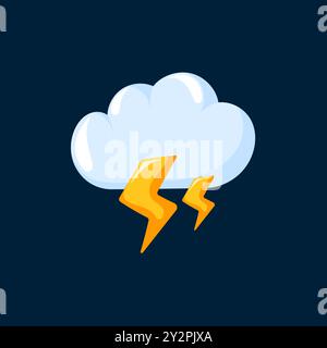 Cartoon blue lightning thunder and storm thunderbolt strike, vector ...