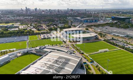 Aerial pitches at Etihad Campus part of Manchester City FC Stock Photo