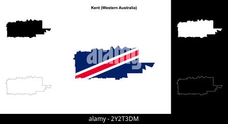 Kent (Western Australia) outline map set Stock Vector