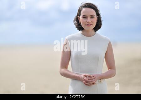 Deauville, France. 11th Sep, 2024. Daisy Ridley attending a photocall during the 50th American Film Festival in Deauville, France on September 11, 2024. Photo by Julien Reynaud/APS-Medias/ABACAPRESS.COM Credit: Abaca Press/Alamy Live News Stock Photo