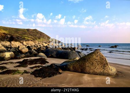 The beach at Porth Ysgo on the Lyn Peninsula. Stock Photo