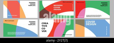 Creative covers or horizontal posters in modern minimal style for corporate identity, branding, social media advertising, promo. Modern layout design Stock Vector
