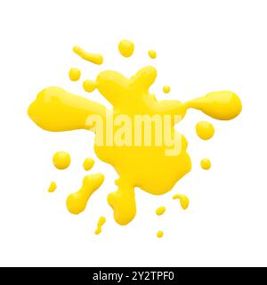 Blot of yellow printer ink isolated on white, top view Stock Photo