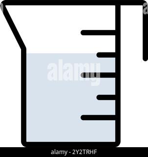 Measure Flask color icon. Pictogram for web. Liquid containers for cooking with fluid capacity scale isolated on white background. Stock Vector