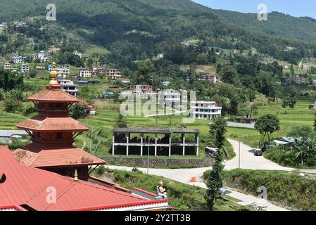 Shree Pancha Mahalaxmi Temple - Viral Temple in Sankhu - Hindu temple in Changunarayan, Nepal Stock Photo