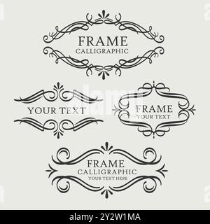 Ornate vintage frames and scroll elements. Classic calligraphy swirls, swashes, floral motifs Stock Vector