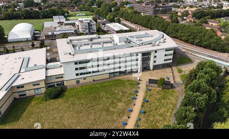 Aerial of University Campus with Green Spaces and Academic Buildings ...
