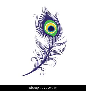 Peacock feathers on a white background. Vector Illustration Stock Vector