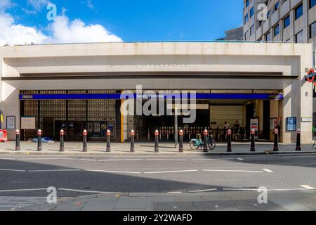 People at the The Cannon Street entrance to Bank underground station in The City of London,London,UK Stock Photo