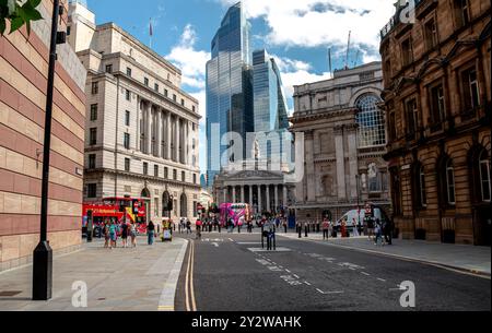 The Royal Exchange and 22 Bishopsgate seen from Bank Junction in The City Of London ,London ,UK Stock Photo