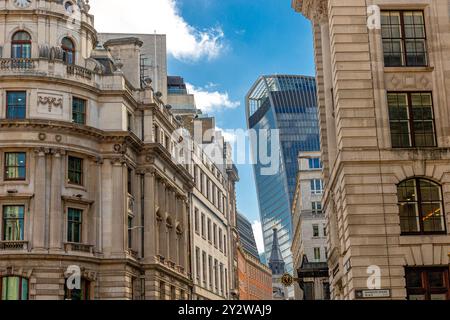 20 Fenchurch St also known as the Walkie Talkie building seen from Lombard Street in The City Of London ,London ,UK Stock Photo
