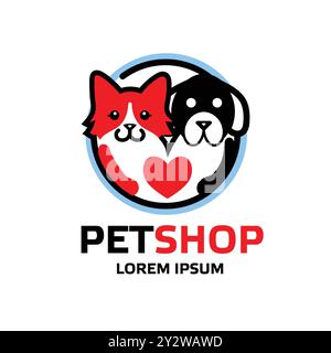 vector of cat and dog pet shop or animal shelter symbol Stock Vector