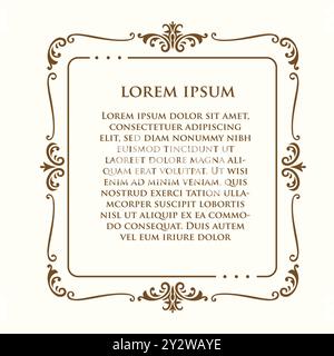 Decorative vintage frame with the place text in center. Vintage ornament greeting card template Stock Vector