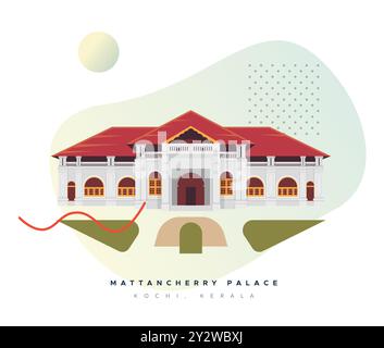 Mattancherry Palace also known as  Dutch Palace - Kochi - Stock Illustration as EPS 10 File Stock Vector