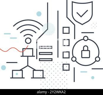 Secure and Safe Enterprise Nework - Stock Illustration as EPS 10 File Stock Vector