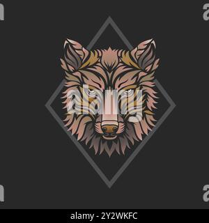 colorful Wild Wolf head symbol design template Stock Vector