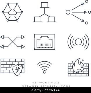 Networking and Network Security Icon Set - Stock Illustration as EPS 10 File Stock Vector