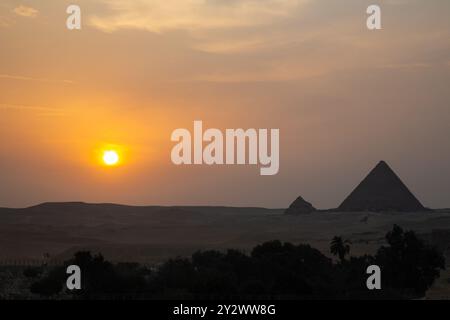 Giza Pyramid Complex at amazing sunset - Cairo, Egypt Stock Photo - Alamy