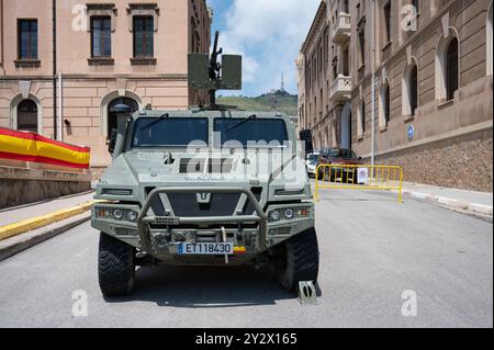 Uro Vamtac ST5 BN1 with a Browning M2HB machine gun on the roof turret of the Spanish army at the open days of the Bruch barracks Stock Photo