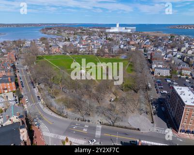 Salem Common aerial view in Historic district of Salem city center, Massachusetts MA, USA. Stock Photo