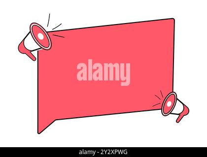 Speech messages on a laptop with a loudspeaker Stock Vector