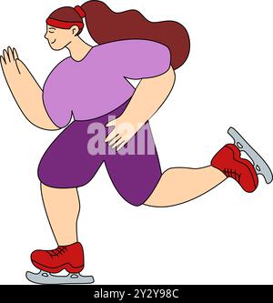 Athlete speed skater on skates In flat technique vector illustration Stock Vector