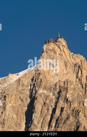 L'Aiguille du Midi from Chamonix Stock Photo