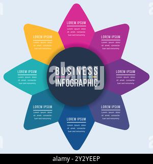 Business Infographic circle design 8 steps, objects, elements or Options infographic business information template Stock Vector