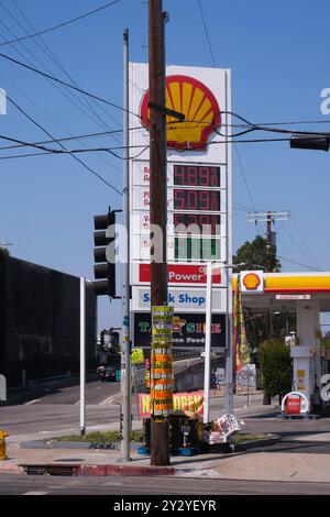 Shell station, downtown Los Angeles (near 10 Freeway), California, United States of America Stock Photo